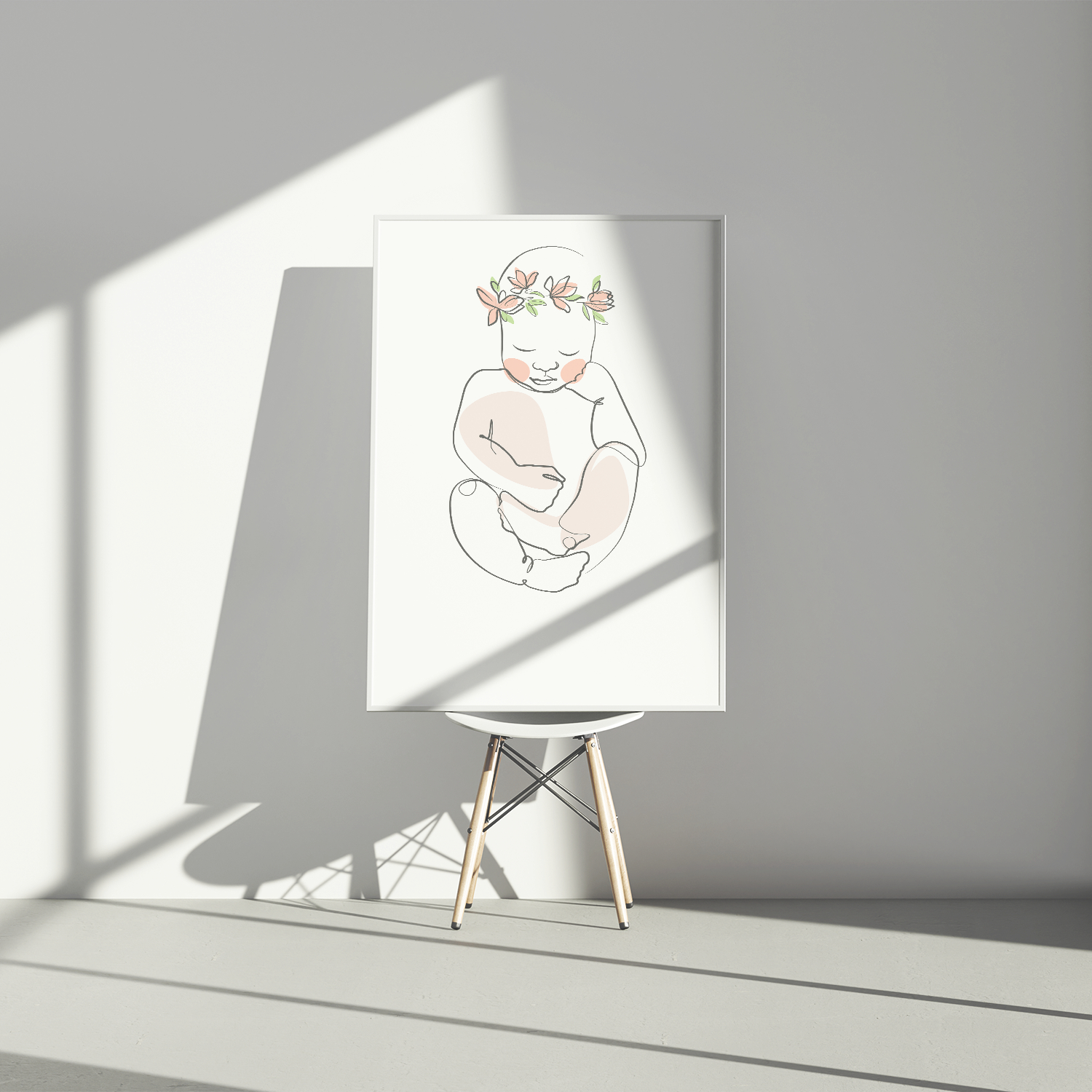 Beautiful Newborn Baby Line Art Poster