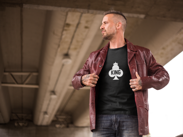 alternative white man wearing a t shirt with a jacket mockup a9347 2