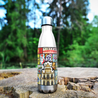 Vietnam Hanoi Abstract Map Stainless Steel Water Bottle - Image 3