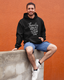 heathered pullover hoodie mockup featuring a smiling man sitting on a wall 28626
