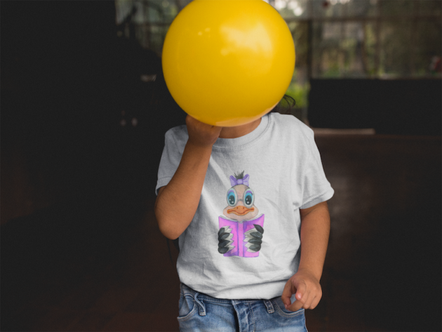 kid s t shirt mockup of a child covering their face with a ball a12103