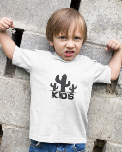 little boy wearing a t shirt mockup while raising his arms a17943 4