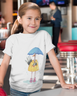 little girl at a diner having a milkshake t shirt mockup a8039 4