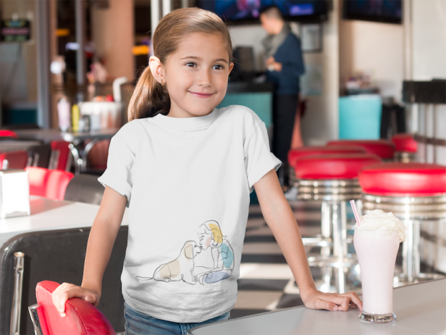 little girl at a diner having a milkshake t shirt mockup a8039 5