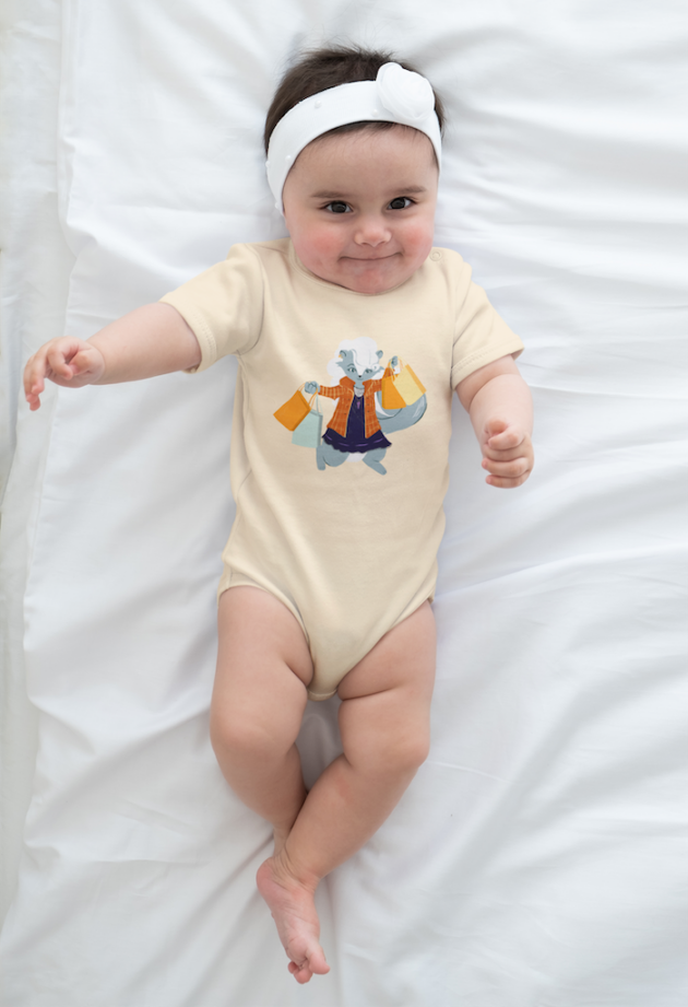 mockup featuring a cute baby girl wearing an all over onesie m6224 r el2 4