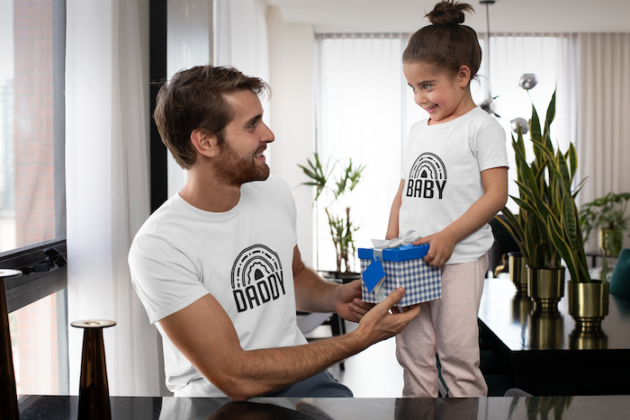 mockup featuring a girl giving her dad a present on father s day 33063 1