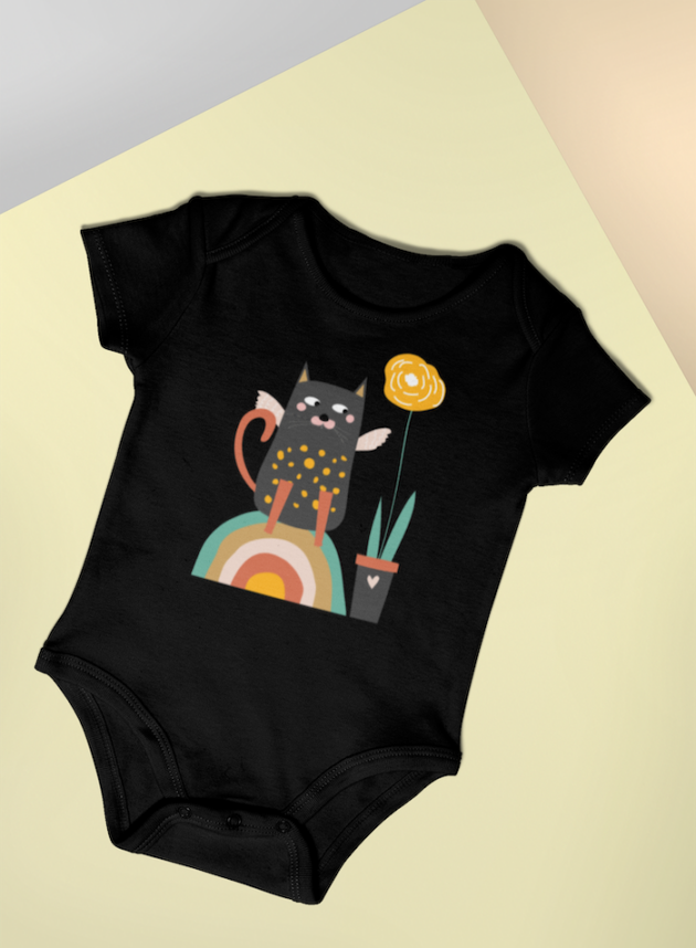 mockup of a baby onesie lying in a colored setting 25177 2