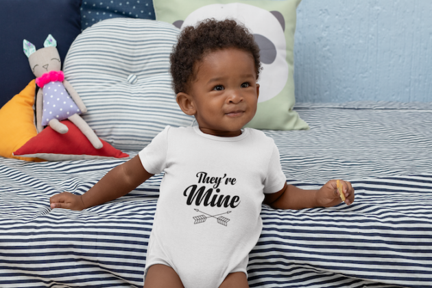 mockup of a baby wearing a sublimated onesie 30023 1