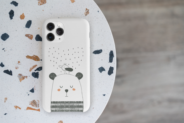 mockup of a customizable phone case on a small table 5166 el1 1