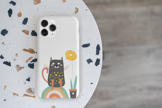 mockup of a customizable phone case on a small table 5166 el1 2
