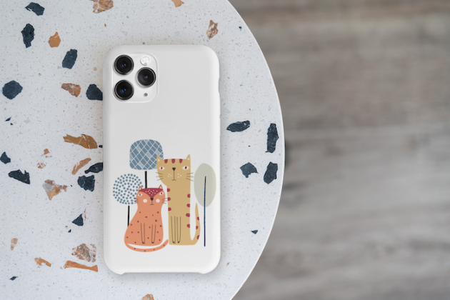 mockup of a customizable phone case on a small table 5166 el1 4