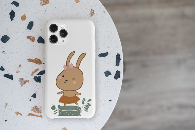mockup of a customizable phone case on a small table 5166 el1 5