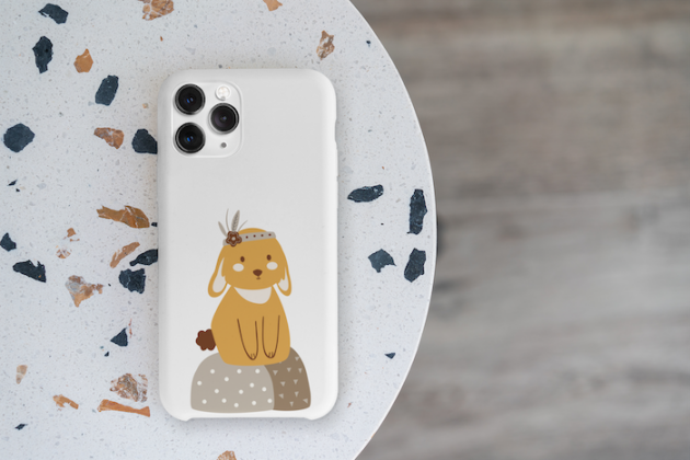mockup of a customizable phone case on a small table 5166 el1 6