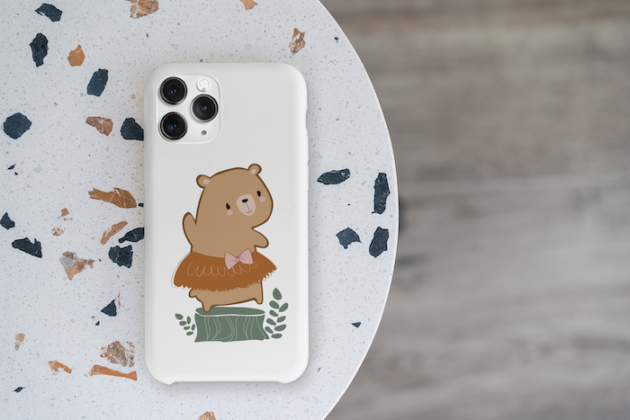 mockup of a customizable phone case on a small table 5166 el1