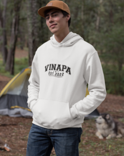 mockup of a man wearing a pullover hoodie in the woods 30482