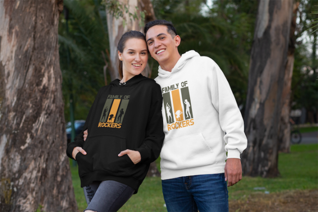 mockup of a smiling couple wearing matching hoodies at the park 30754 2