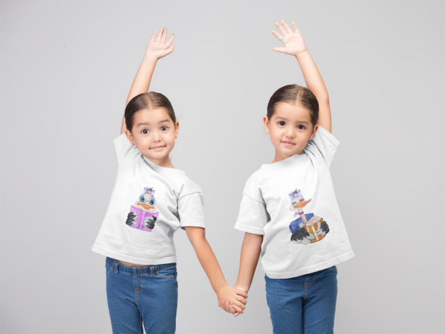 mockup of two little girls playing while wearing crew neck t shirts 22515