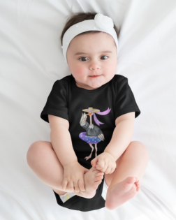 onesie mockup featuring a baby girl lying on a white bed m6223 r el2 1