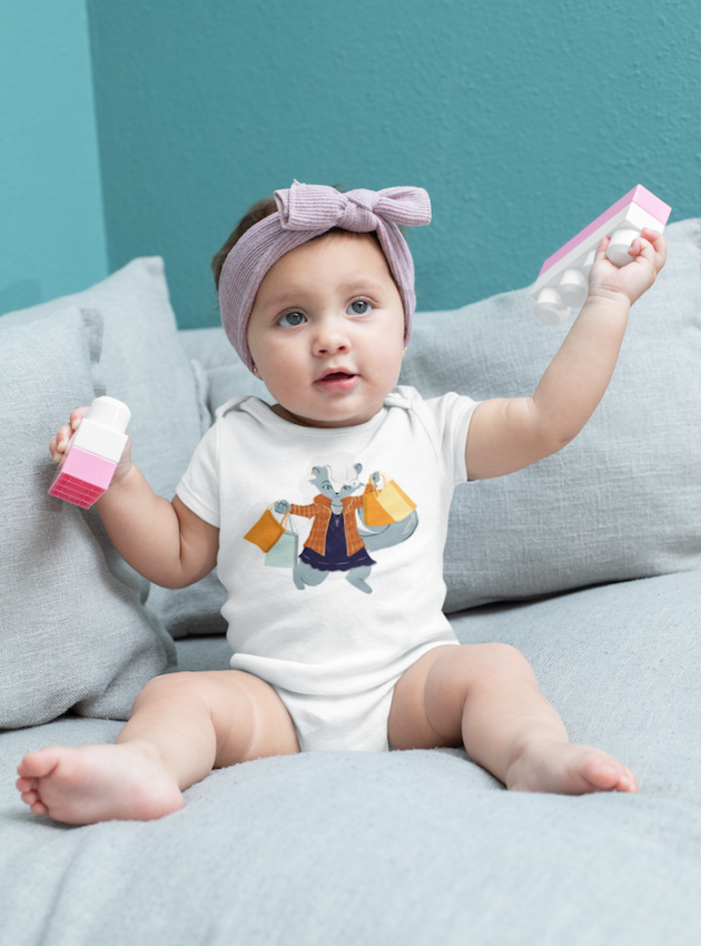 onesie mockup featuring a baby girl with toy blocks m923 1