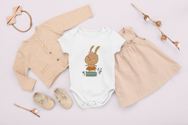 onesie mockup featuring a girl s outfit in a flat lay style m1138 4