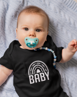 onesie mockup featuring an adorable baby with a pacifier in his mouth m19211 r el2 3