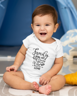 sublimated onesie mockup featuring a baby laughing in his room m993