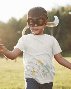 t shirt mockup featuring a little boy playing with an airplane toy 45253 r el2