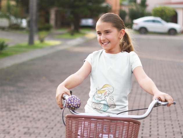t shirt mockup featuring a young girl riding a bicycle a7939 1