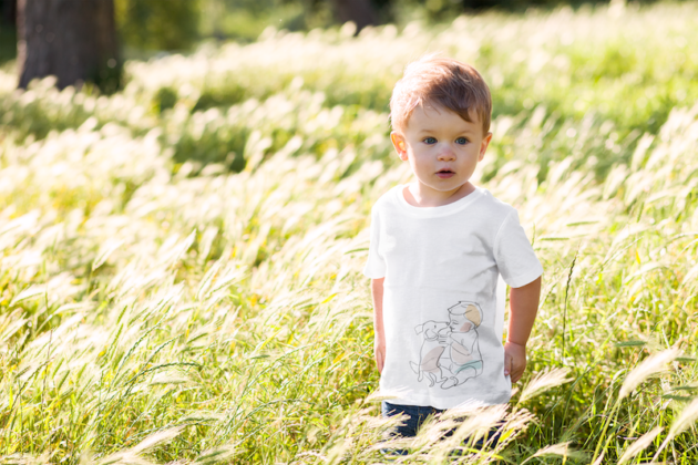 t shirt mockup of a little boy surrounded by tall grass 2912 el1 1