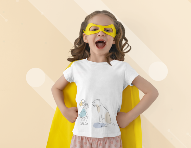 t shirt mockup of a little girl posing in a super hero costume m29040 r el2 2
