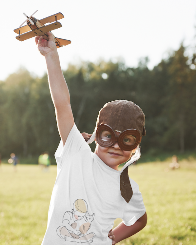 t shirt mockup of a little kid dressed up as aviator 45255 r el2