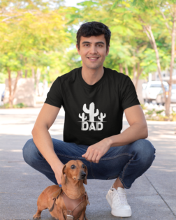 t shirt mockup of a man on the street with his dog 30685 1