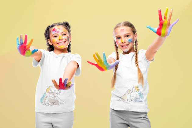 t shirt mockup of two girls playing with paint 45701 r el2 2
