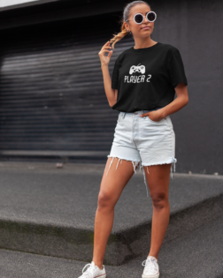 unisex t shirt mockup of a stylish woman in the street 22790 2