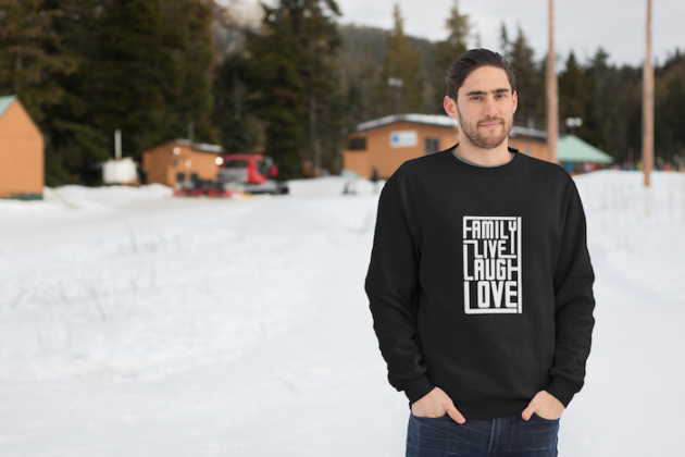 crewneck sweatshirt mockup of a bearded man standing in a snowy landscape 25098 1