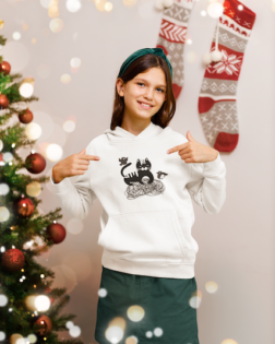 hoodie mockup featuring a smiling girl posing in a christmas themed setting m30395 1