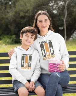 hoodie mockup of a boy and his mom sitting on a park bench 32636 1