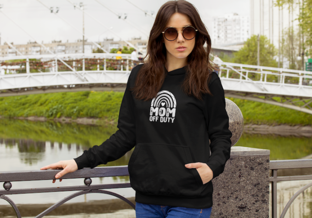 hoodie mockup of a brunette woman with sunglasses posing by a bridge 5308 el1