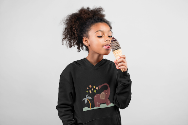 hoodie mockup of a funny little girl eating ice cream 24860 4