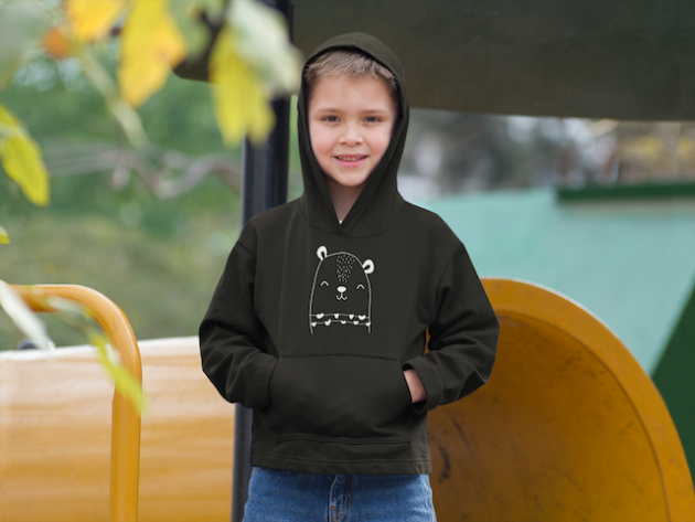 hoodie mockup of a young boy at a playground a9103