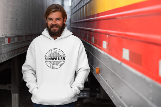 hoodie pullover mockup featuring a smiling truck driver 29484