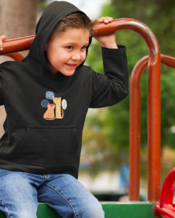 little boy wearing a hoodie at a park mockup 9110