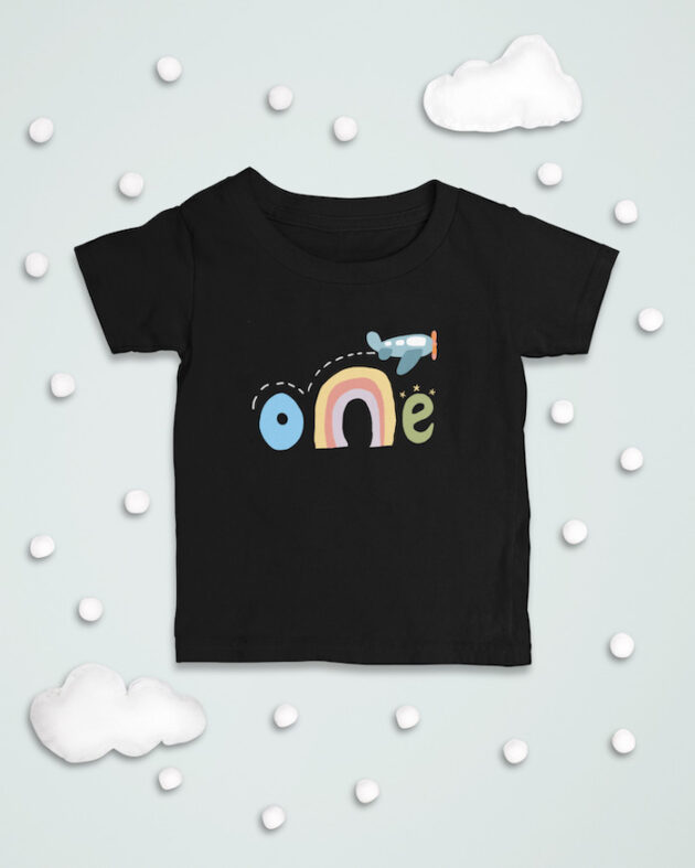 mockup of a baby s t shirt laid flat with snowy clouds as an ornament m1126 8