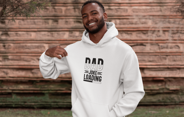 mockup of a smiling man showing off his pullover hoodie 30305 2