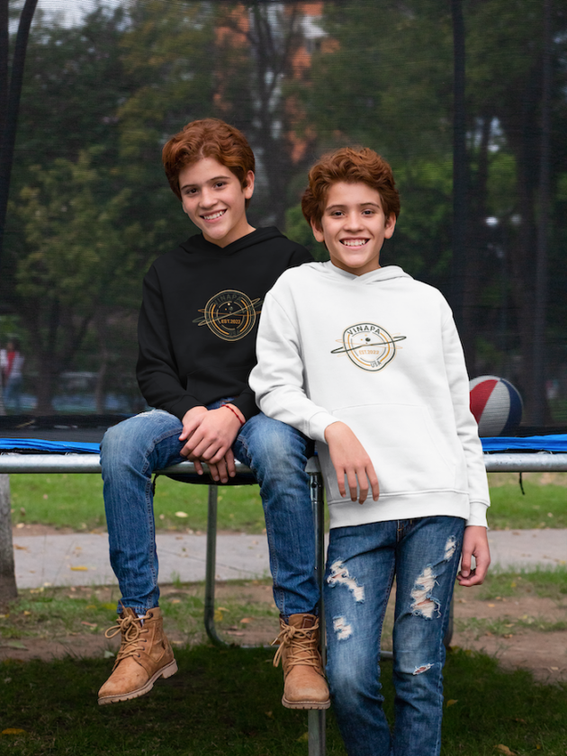 mockup of twin boys wearing hoodies at the park 30697 3