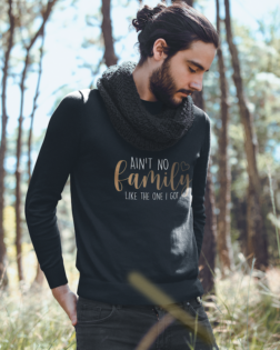 sweater mockup featuring a man with a black scarf 18089