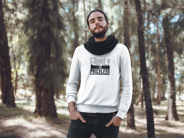 sweatshirt mockup featuring a fashionable man in a forest 18094