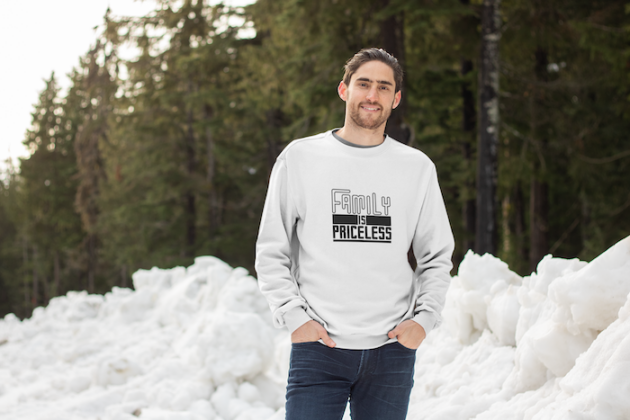 sweatshirt mockup of a man at a snowy mountain 25101